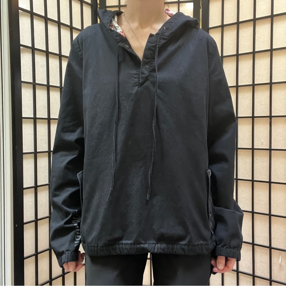 Black Zoo York Y2K Lightweight Hoodie with Waist tie, front buttons and pockets - Picture 2 of 13